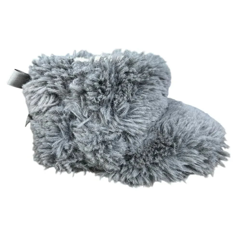UGG Unisex Crib Booties Gray Jesse Fluff Faux Fur Snow Boots US 2/3